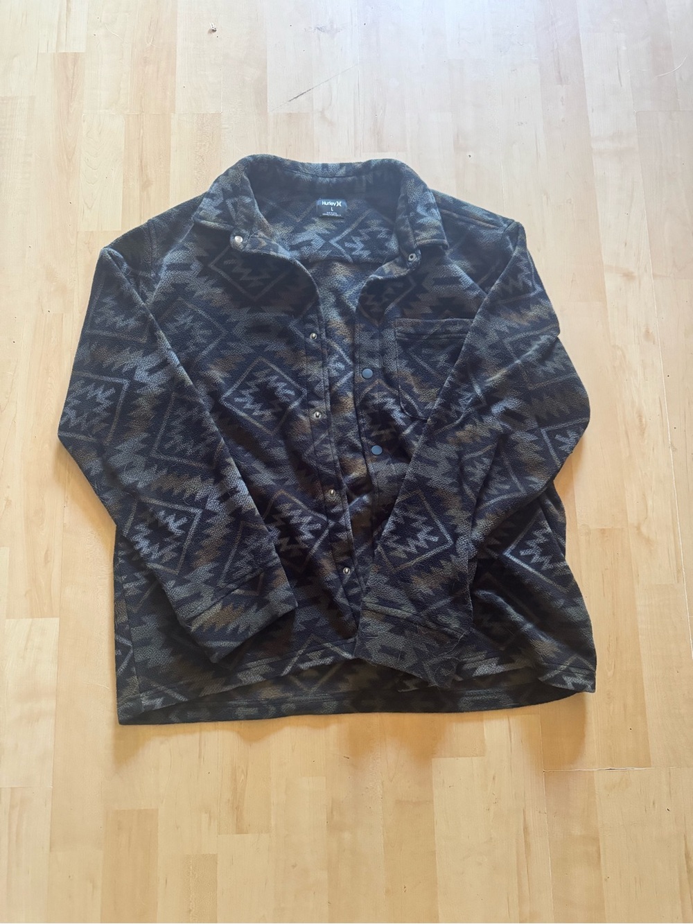 Hurley Black & Gray Aztec Button-Up Shirt Jacket